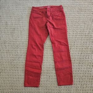 Ann Taylor Loft Bright Red Embroidered Modern Skinny Jeans